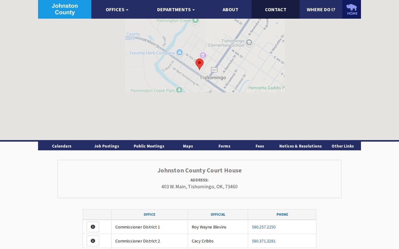 Johnston County courthouse and Sheriff contact source