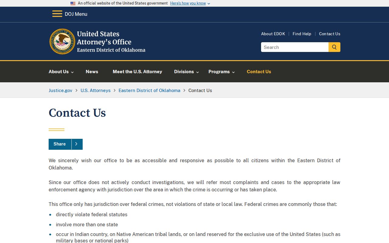 Eastern District federal prosecution contact source